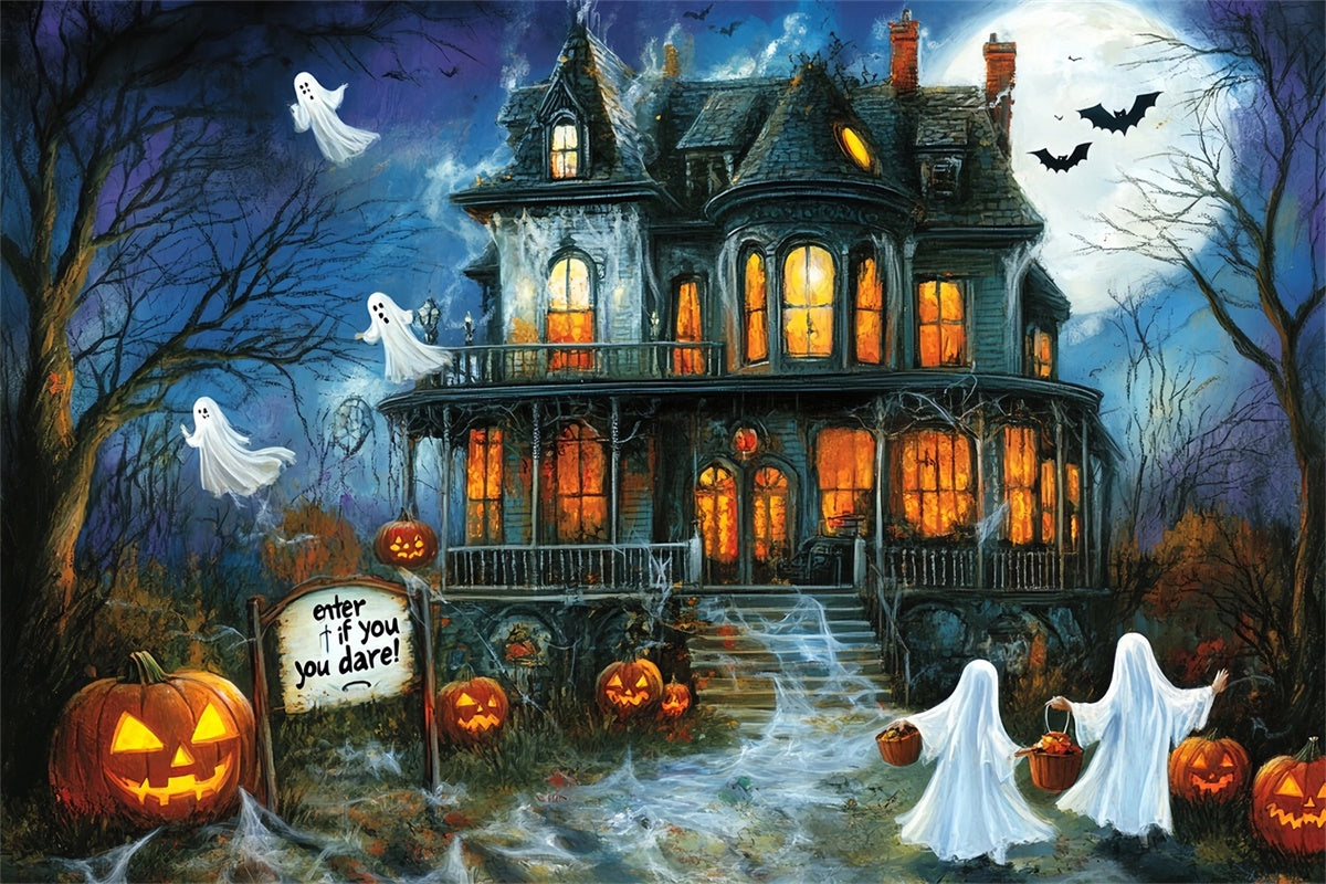 Spooky Halloween Backdrop Haunted Manor Ghosts Backdrop UK MRR7-43