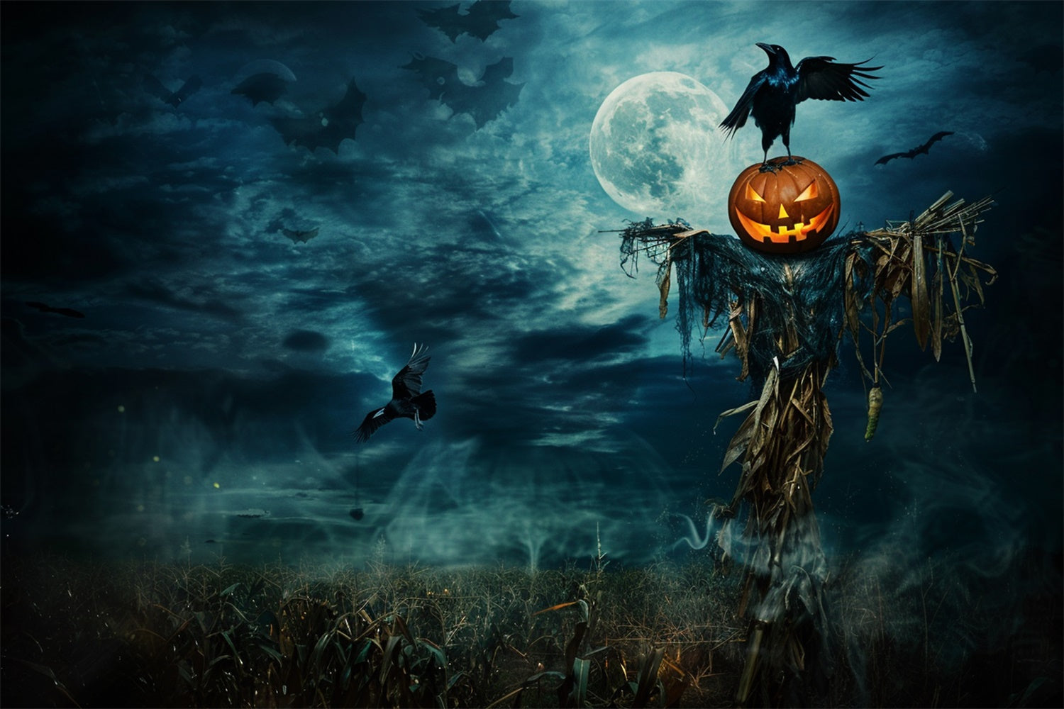 Halloween Backdrop Ideas Moonlit Harvest Horror Backdrop UK MRR7-44
