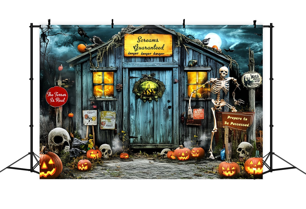 Photography Halloween Backdrop Pumpkin Skull Manor Backdrop UK MRR7-45
