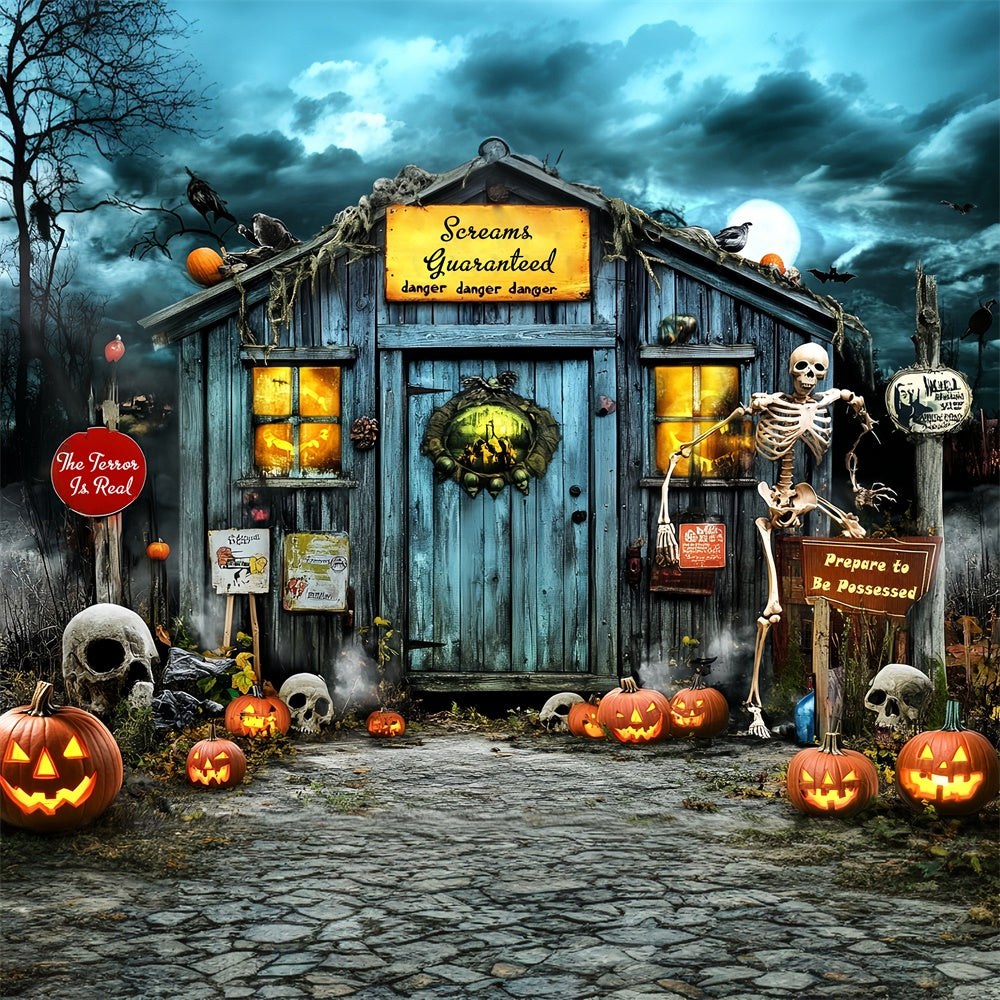 Photography Halloween Backdrop Pumpkin Skull Manor Backdrop UK MRR7-45