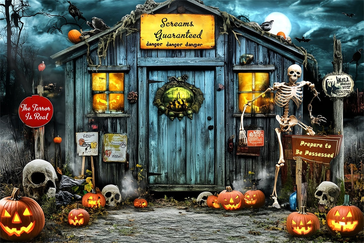 Photography Halloween Backdrop Pumpkin Skull Manor Backdrop UK MRR7-45