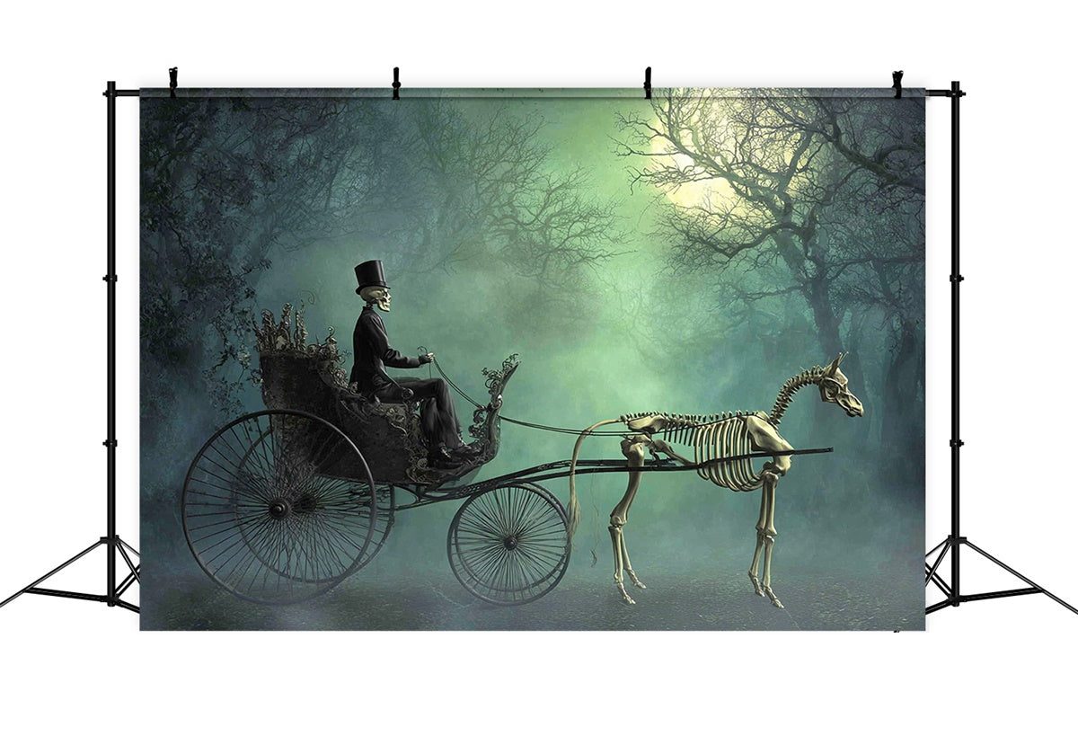 Forest Backdrop Moonlit Haunted Carriage Halloween Backdrops UK MRR7-48
