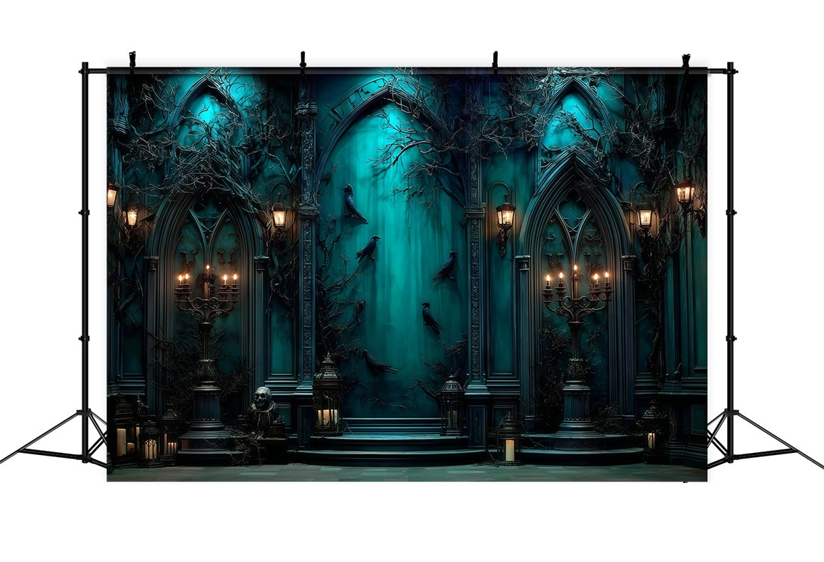 Halloween Picture Backdrop Haunting Blue Chapel Backdrop UK MRR7-49