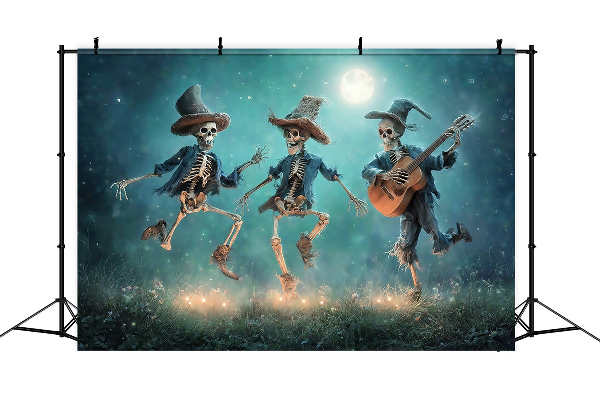 Spooky Halloween Backdrop Skeleton Hoedown Moonlight Backdrop UK MRR7-50