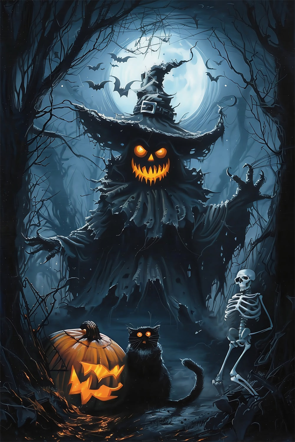 Halloween Moon Backdrop Pumpkin Fiend Horror Backdrop UK MRR7-52
