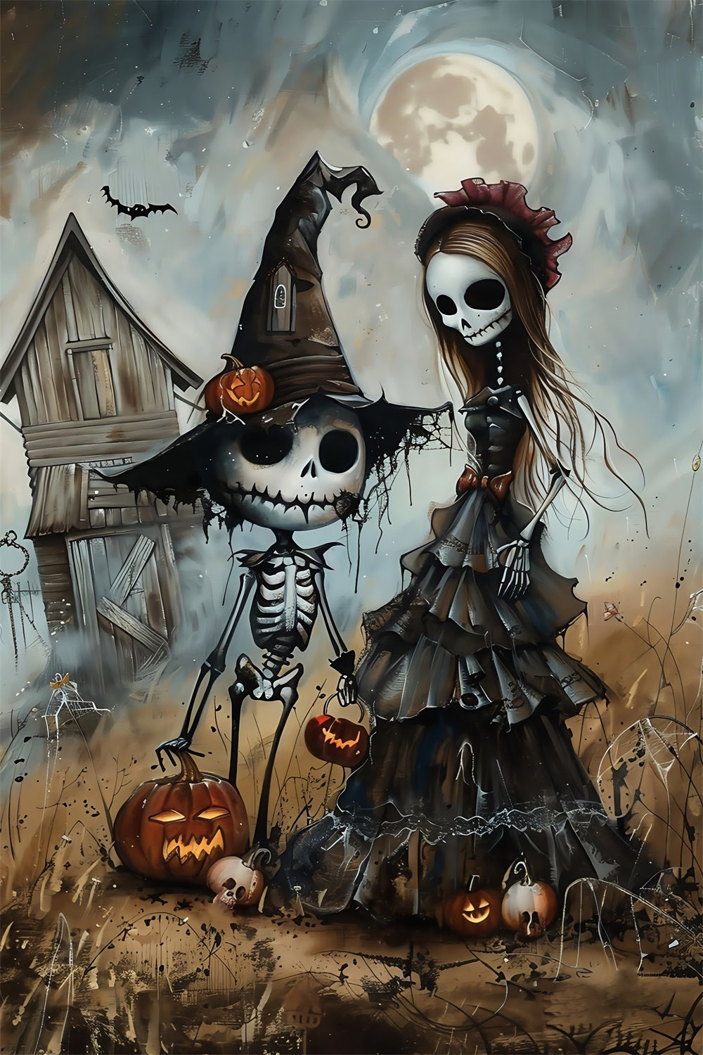 Halloween Photography Backdrop Moonlit Macabre Pair Backdrop UK MRR7-54
