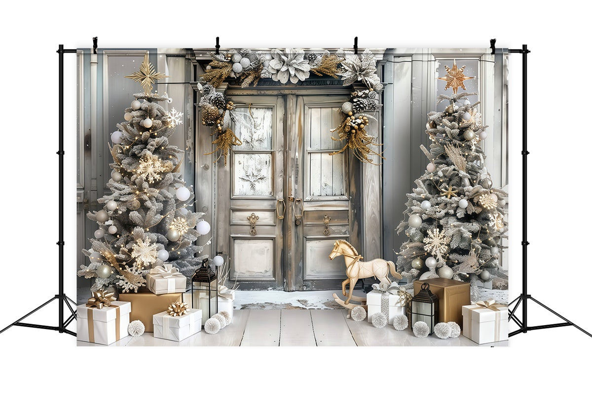 Christmas Photo Backdrop Luxury Holiday Entrance Backdrop UK MRR7-57