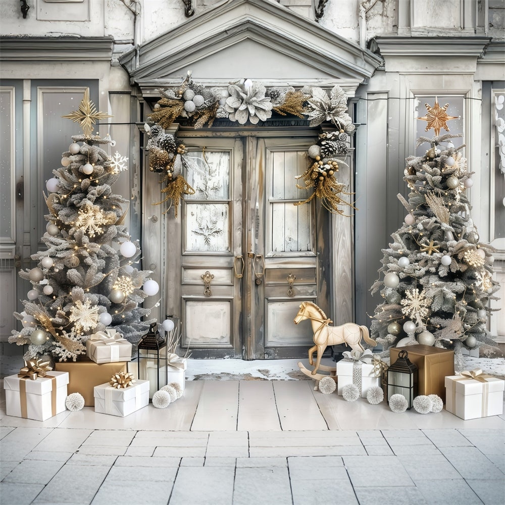 Christmas Photo Backdrop Luxury Holiday Entrance Backdrop UK MRR7-57