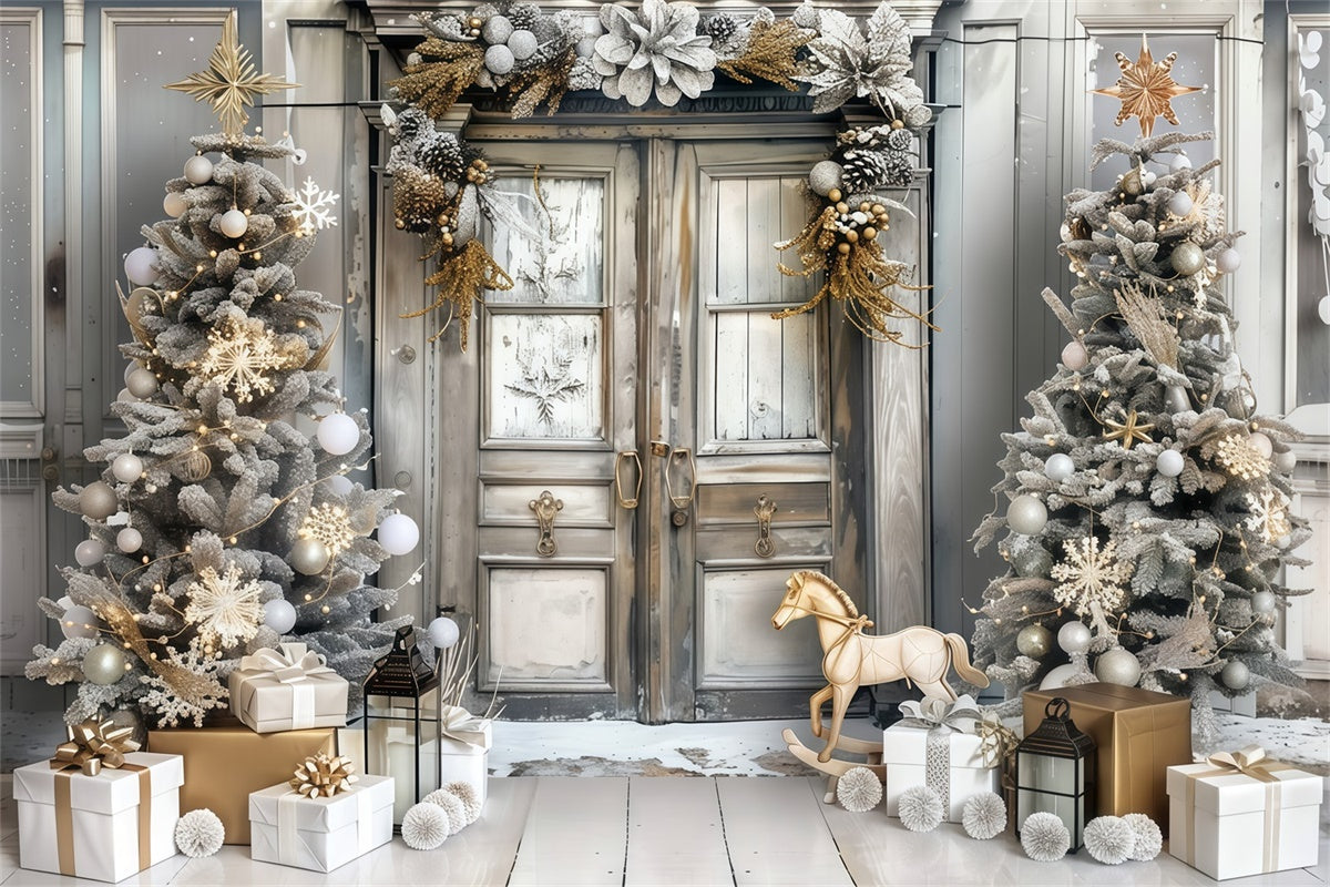 Christmas Photo Backdrop Luxury Holiday Entrance Backdrop UK MRR7-57
