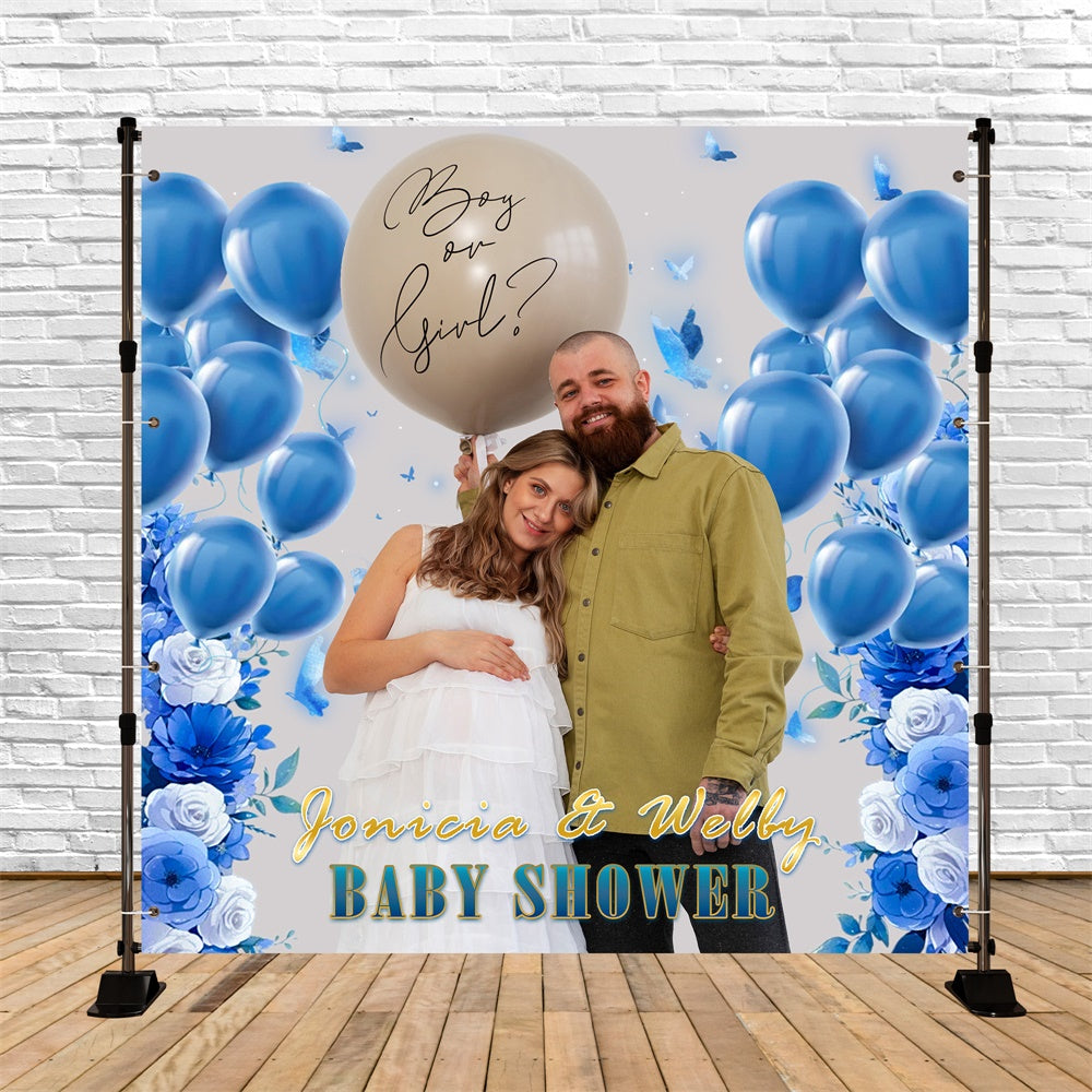 Baby Shower Backdrops Blue Bloom Balloon Personalized Backdrop UK MRR7-6