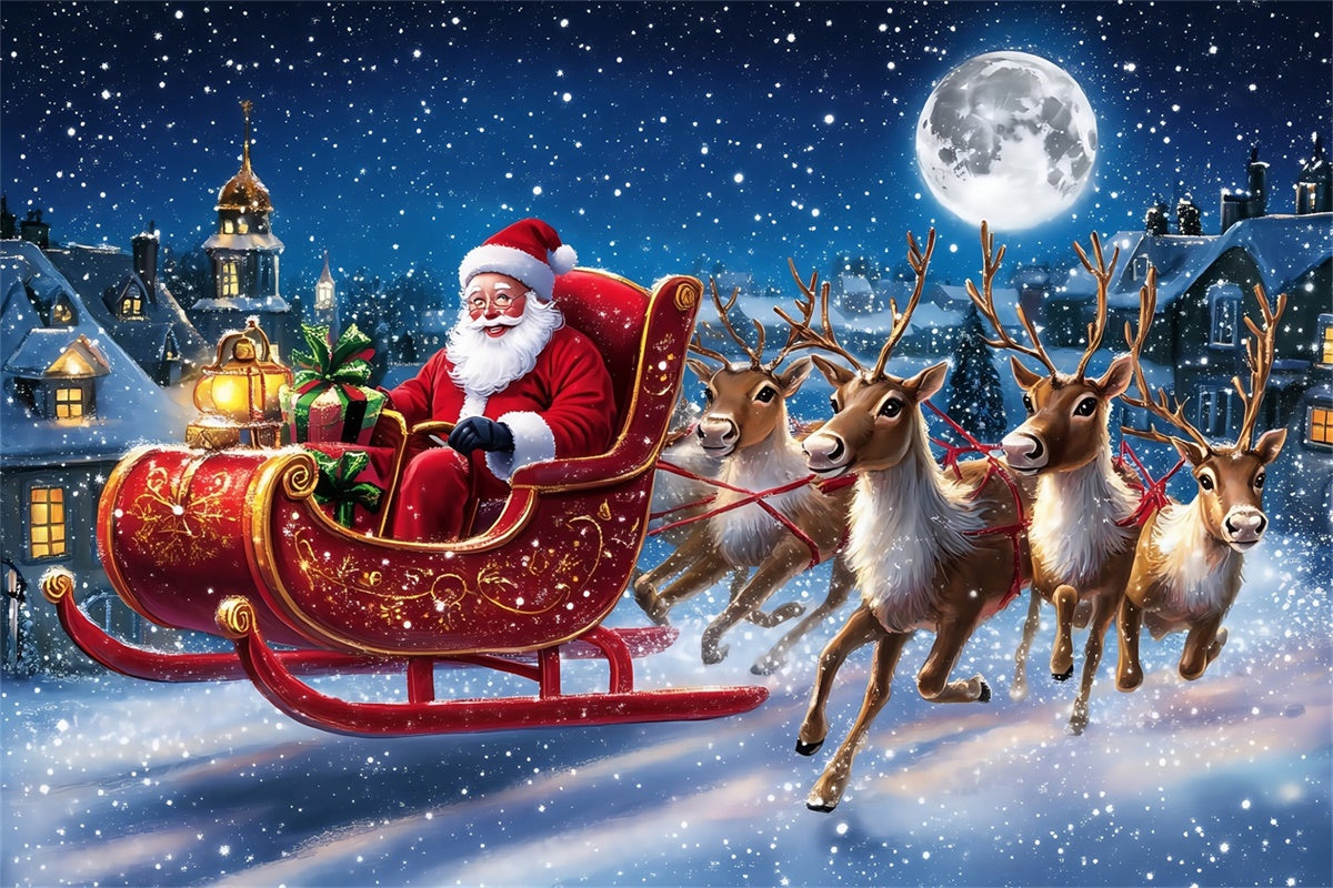 Christmas Backdrop Ideas Santa Reindeer Adventure Backdrop UK MRR7-60