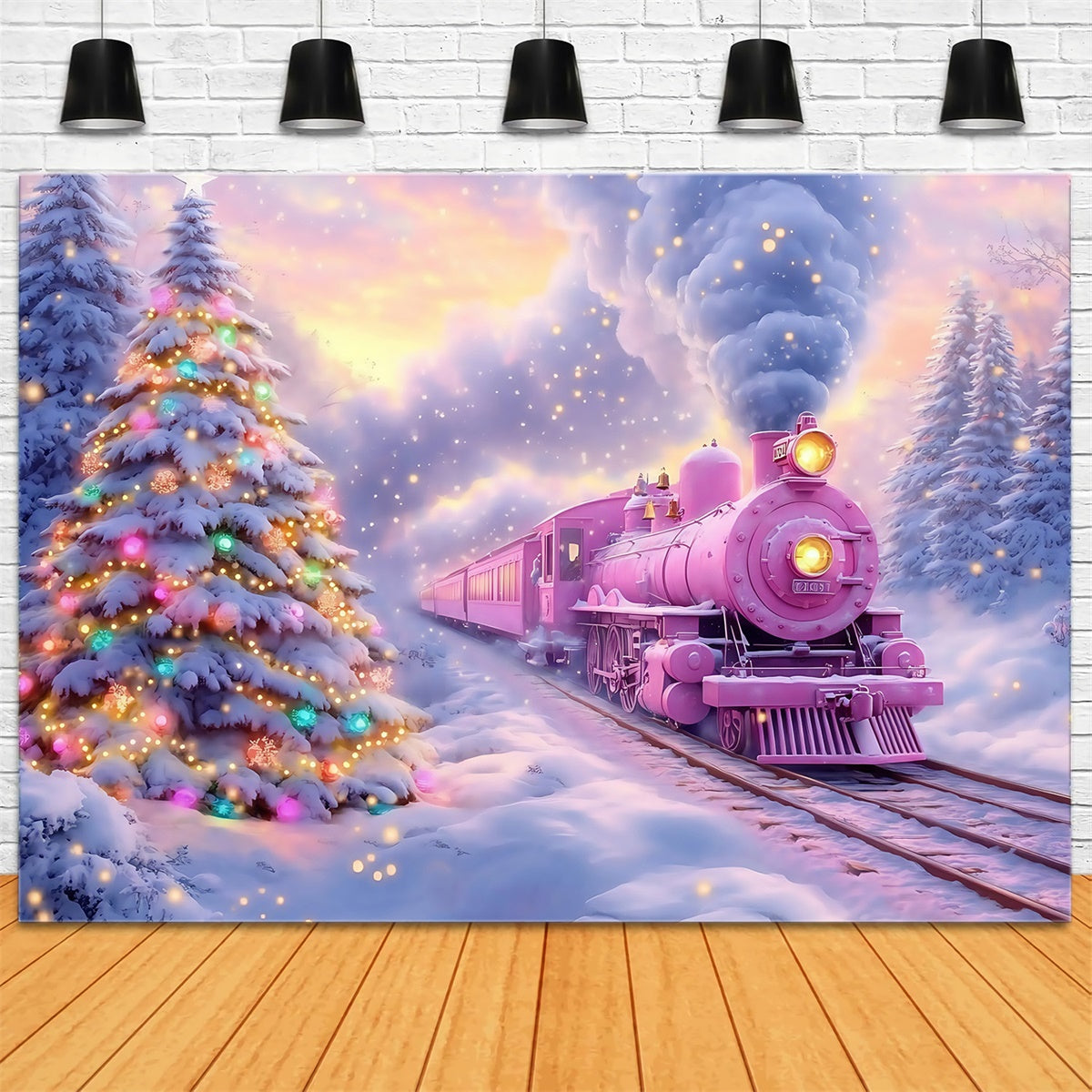 Christmas Photo Backdrops Magical Snow Journey Backdrop UK MRR7-61