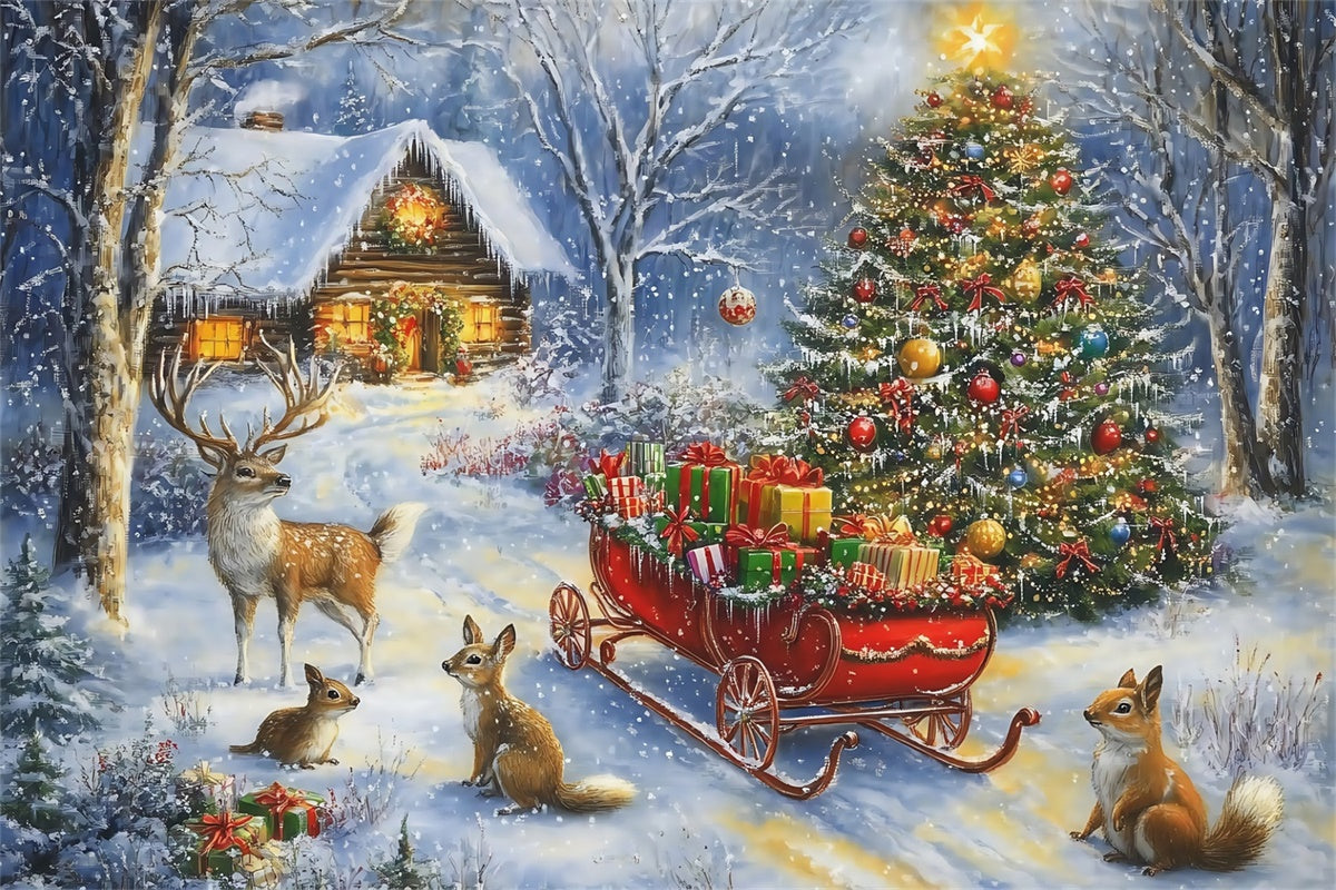 Christmas Backdrop Ideas Peaceful Winter Critter Backdrop UK MRR7-63