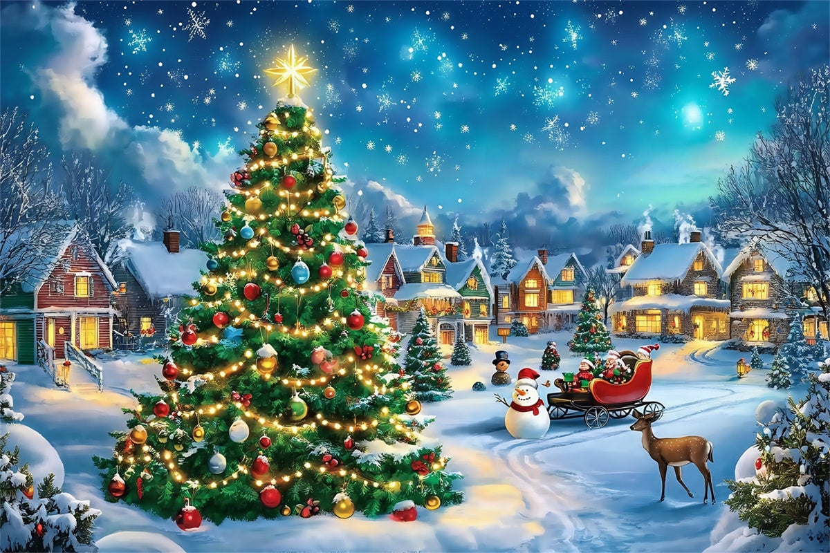 Christmas Village Backdrop Classic Holiday Charm Backdrop UK MRR7-64