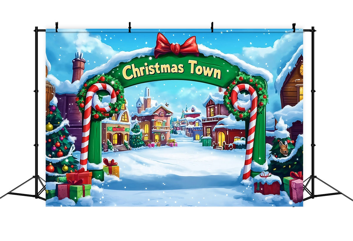 Christmas Village Backdrop Festive Archway Welcome Backdrop UK MRR7-65