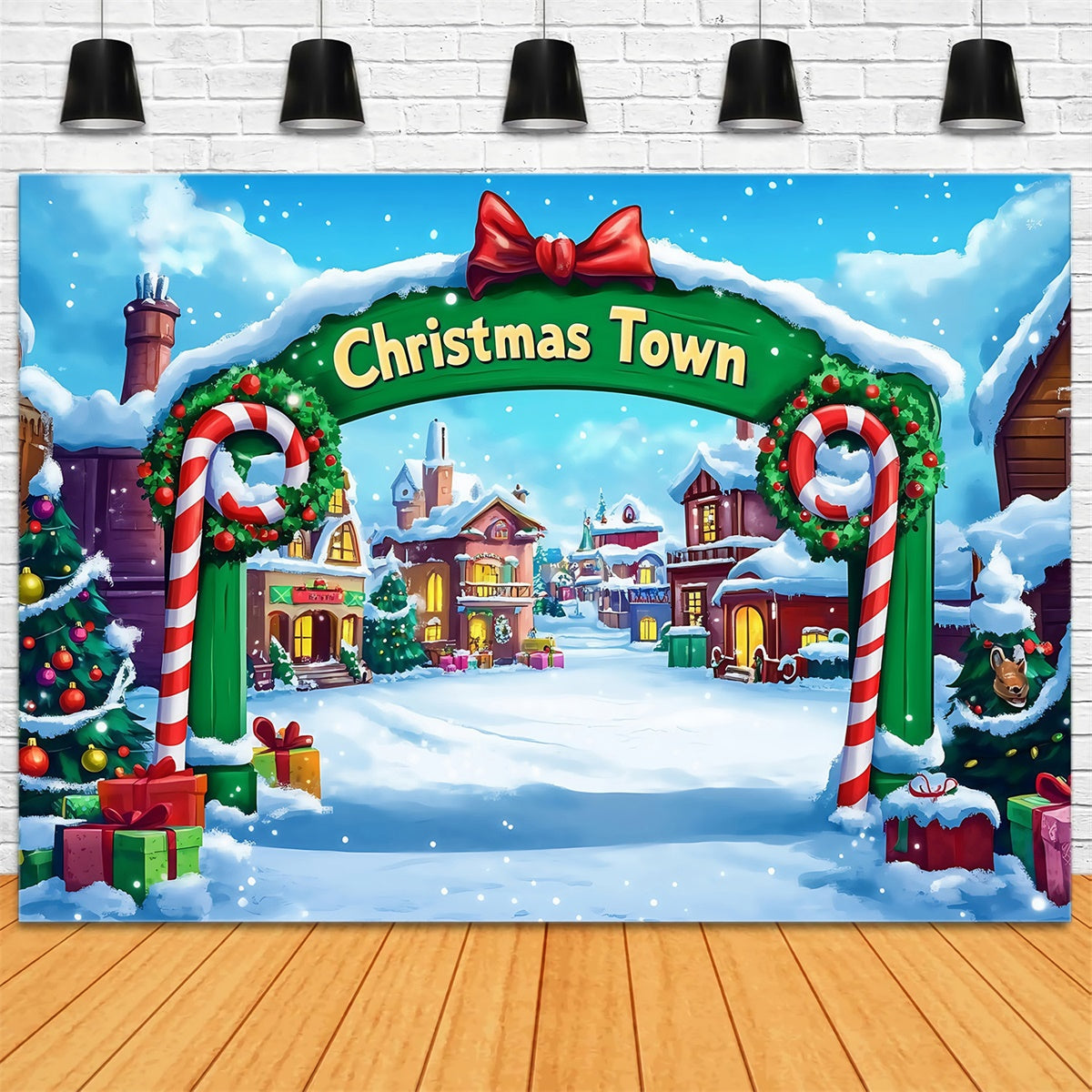 Christmas Village Backdrop Festive Archway Welcome Backdrop UK MRR7-65