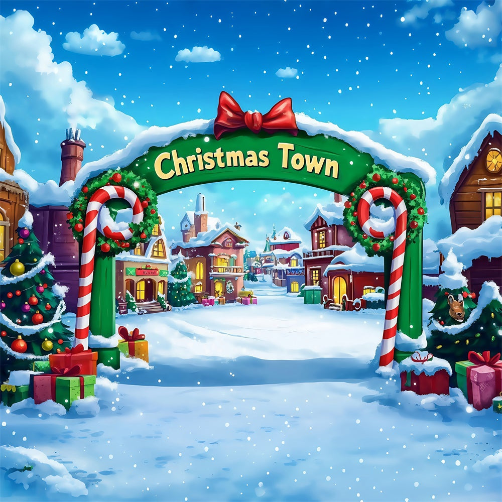 Christmas Village Backdrop Festive Archway Welcome Backdrop UK MRR7-65