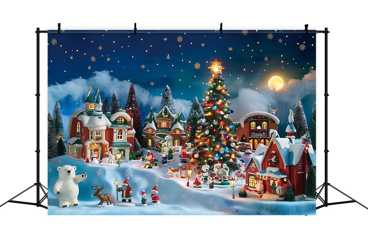 Christmas Photography Backdrops Mini Town Fantasy Backdrop UK MRR7-67