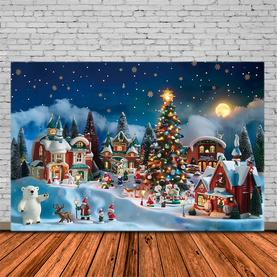 Christmas Photography Backdrops Mini Town Fantasy Backdrop UK MRR7-67