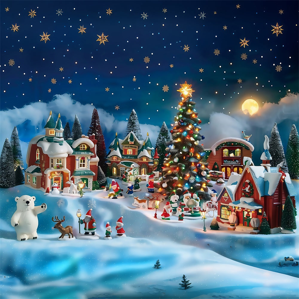 Christmas Photography Backdrops Mini Town Fantasy Backdrop UK MRR7-67