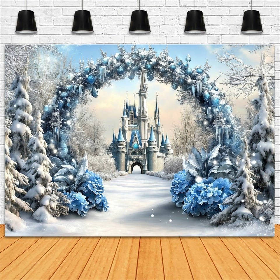 Christmas Backdrops Sale Winter Crystal Castle Backdrop UK MRR7-69