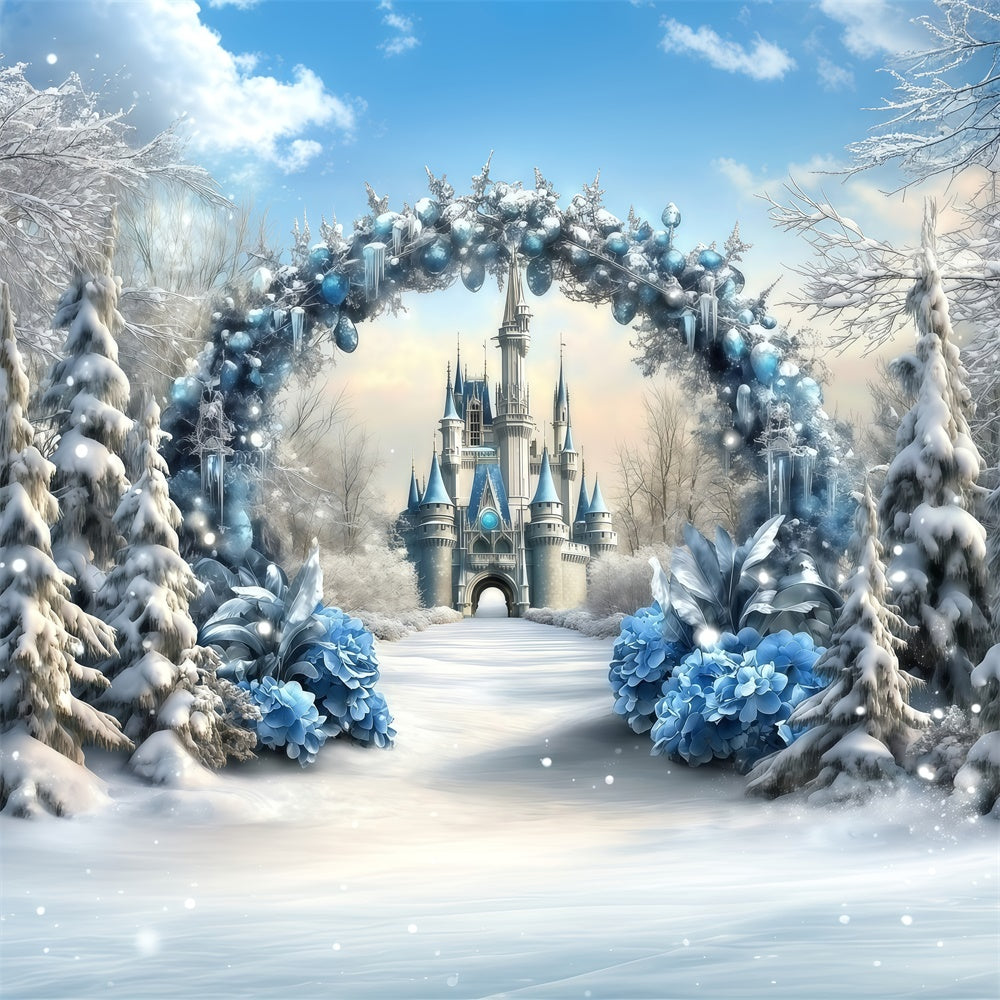 Christmas Backdrops Sale Winter Crystal Castle Backdrop UK MRR7-69