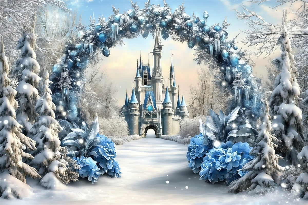 Christmas Backdrops Sale Winter Crystal Castle Backdrop UK MRR7-69