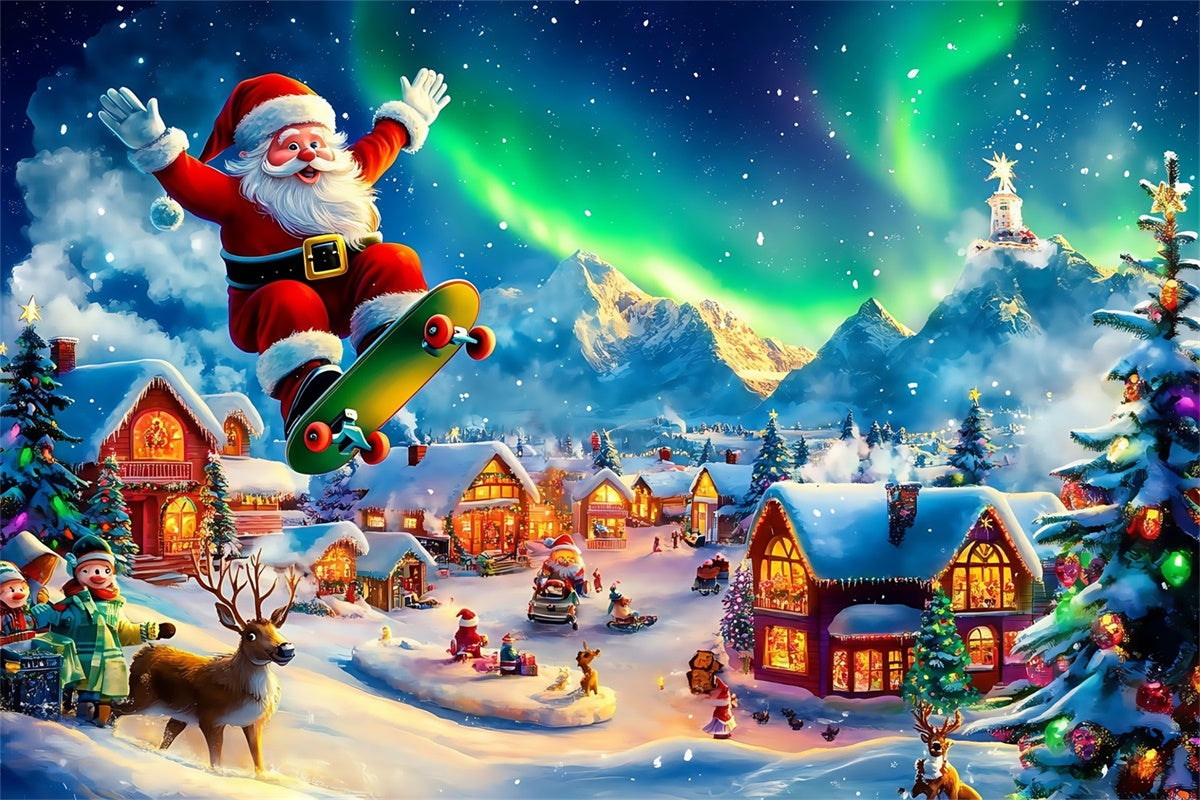 Christmas Village Backdrop Santa Winter Joy Backdrop UK MRR7-71