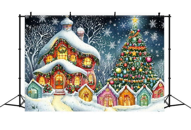 Christmas Backdrop Twilight Snowflake Fantasy Backdrop UK MRR7-76