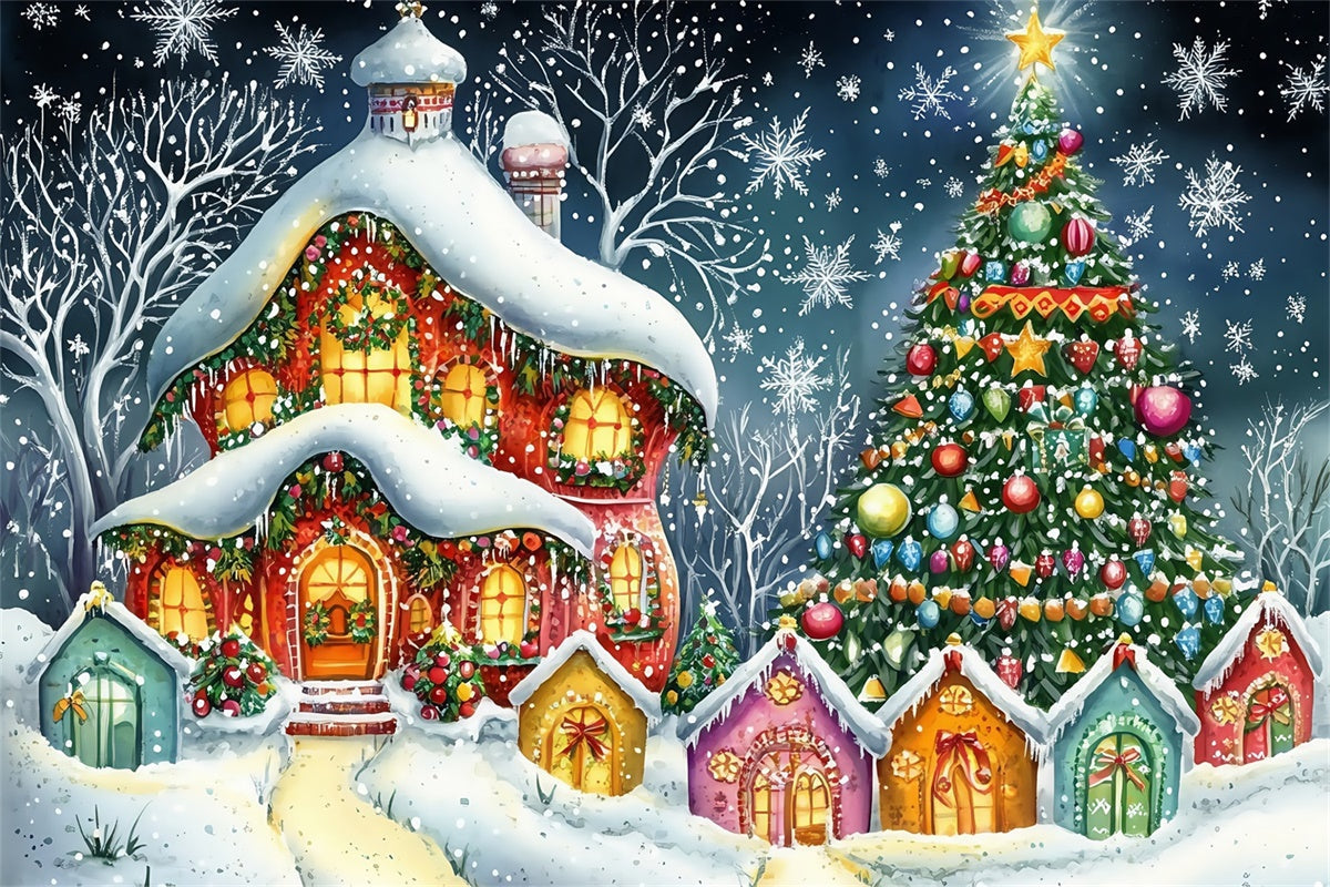 Christmas Backdrop Twilight Snowflake Fantasy Backdrop UK MRR7-76
