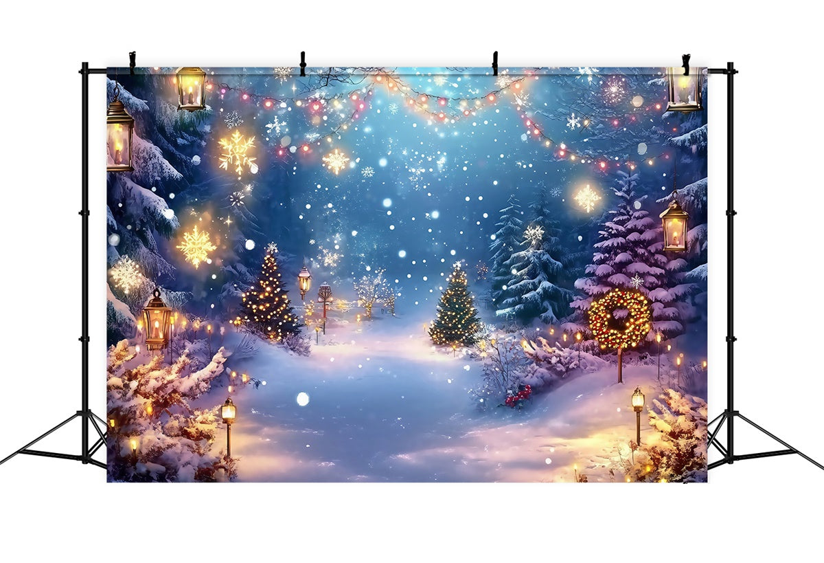 Christmas Backdrop Dreamy Winter Garland Forest Backdrop UK MRR7-78