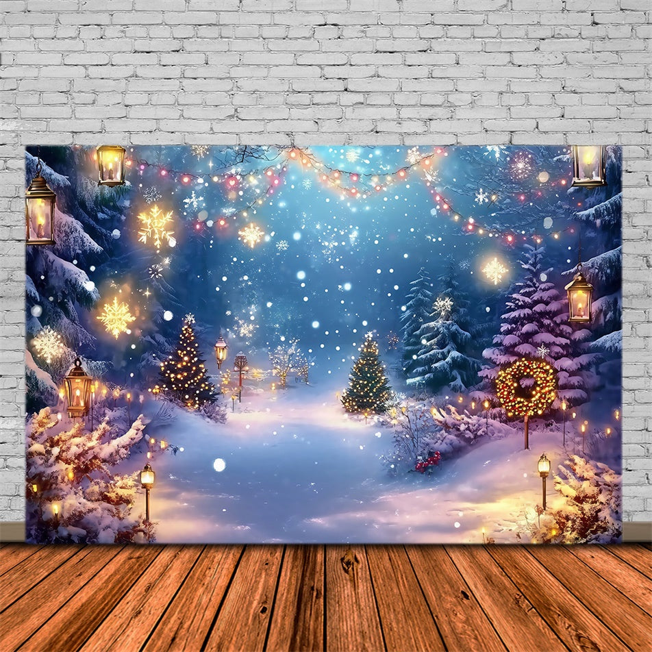Christmas Backdrop Dreamy Winter Garland Forest Backdrop UK MRR7-78
