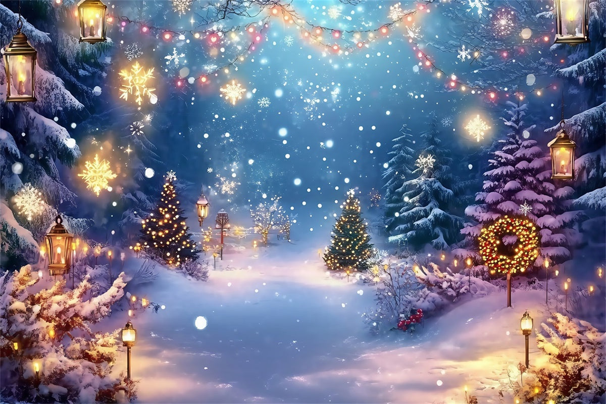 Christmas Backdrop Dreamy Winter Garland Forest Backdrop UK MRR7-78