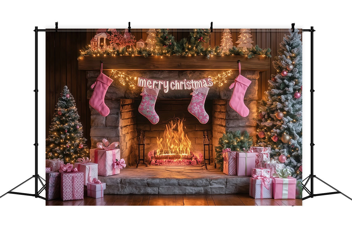 Christmas Photo Backdrop Sweet Stocking Glow Backdrop UK MRR7-82