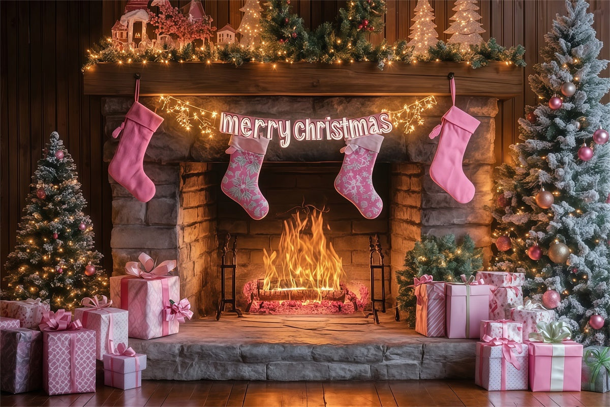 Christmas Photo Backdrop Sweet Stocking Glow Backdrop UK MRR7-82