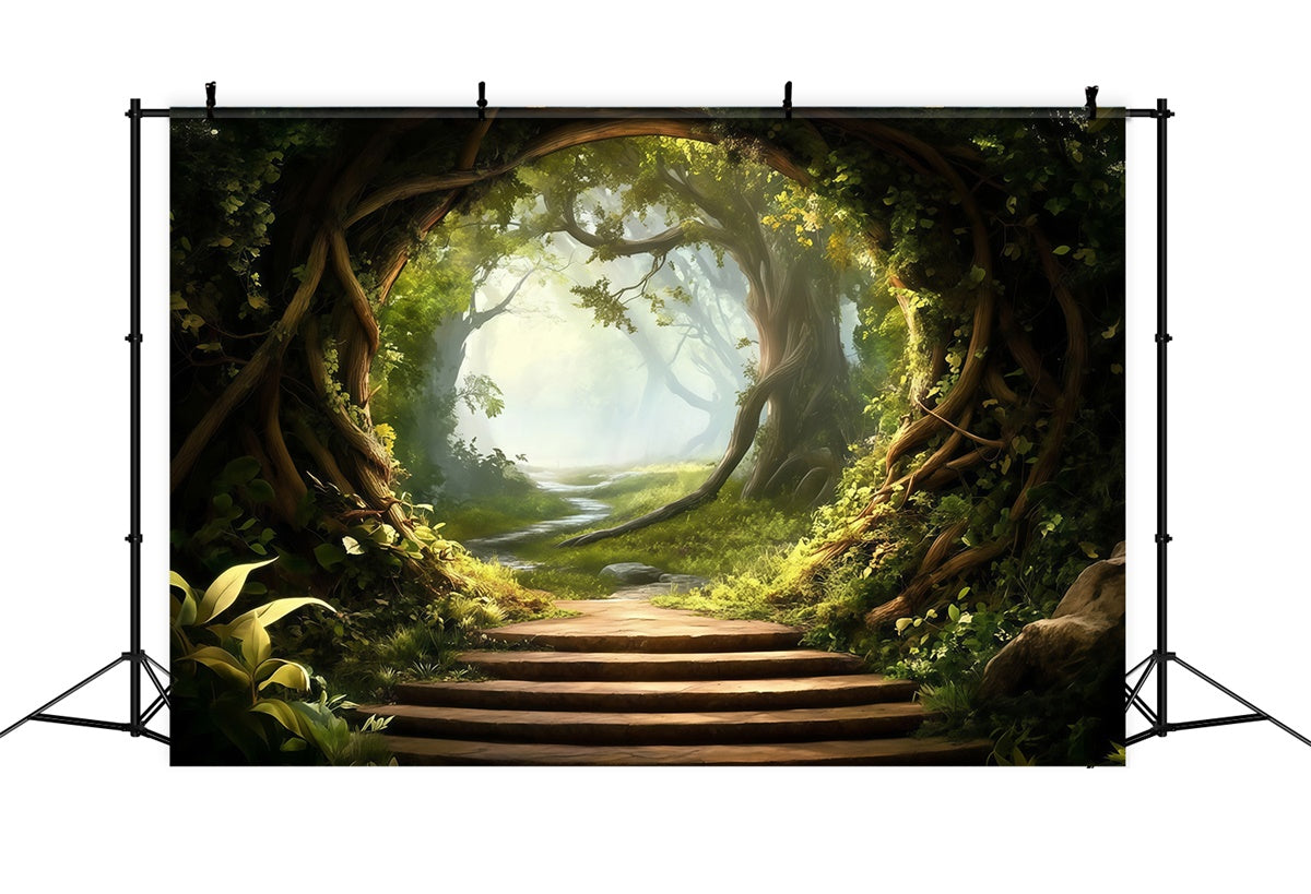 Forest Photography Backdrop Gentle Green Pathway Backdrop UK MRR7-97