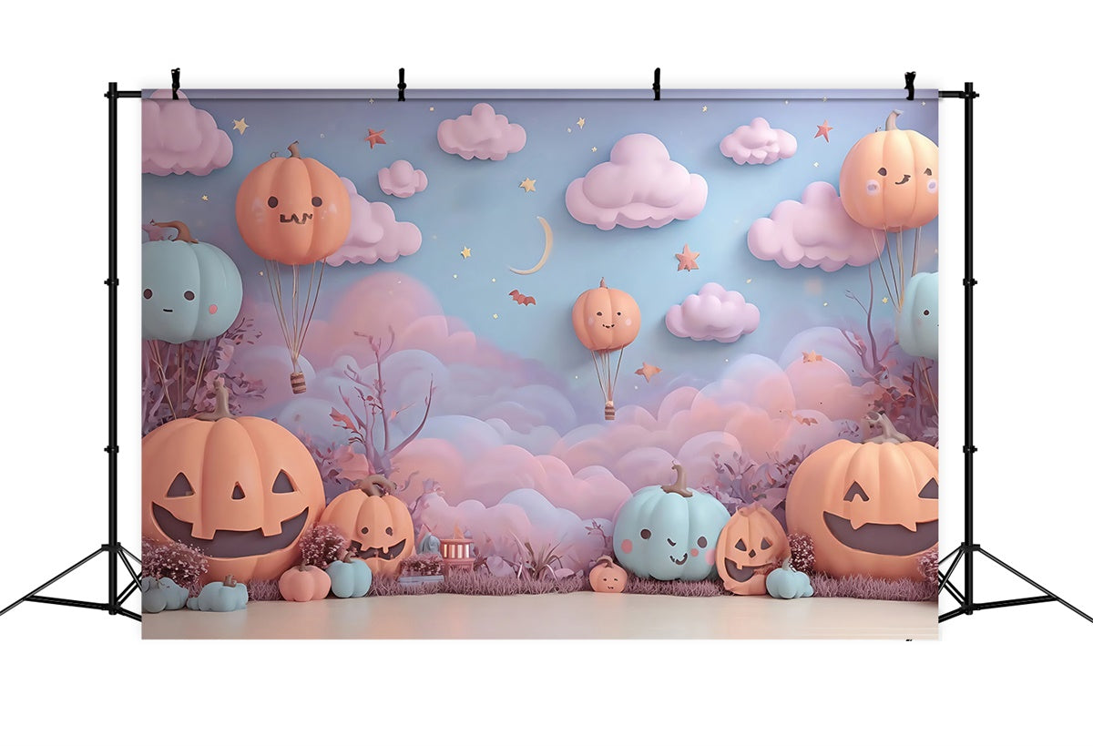 Halloween Backdrops Pumpkin Hot Air Balloon Clouds Stars Kids Backdrop UK MRR8-12