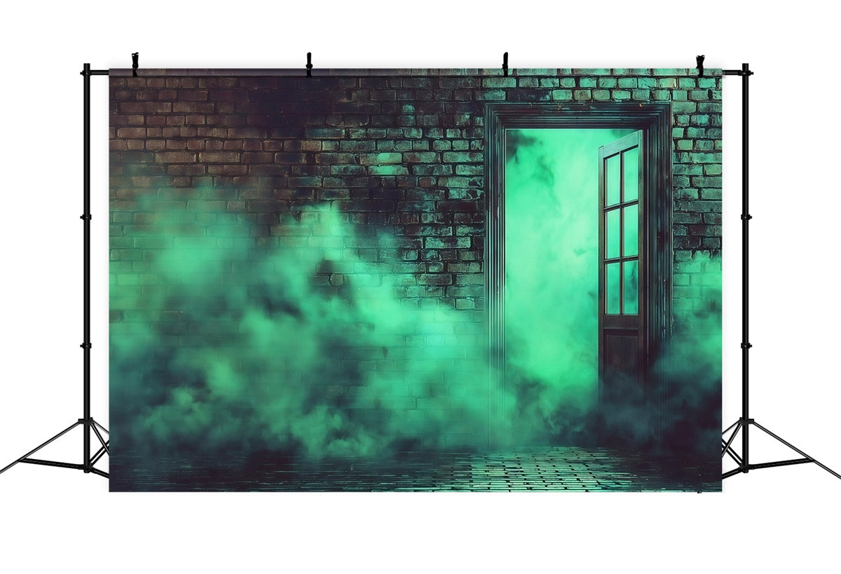 Halloween Wall Backdrop Scary Green Smokey Brick Wall Halloween Backdrop UK MRR8-15