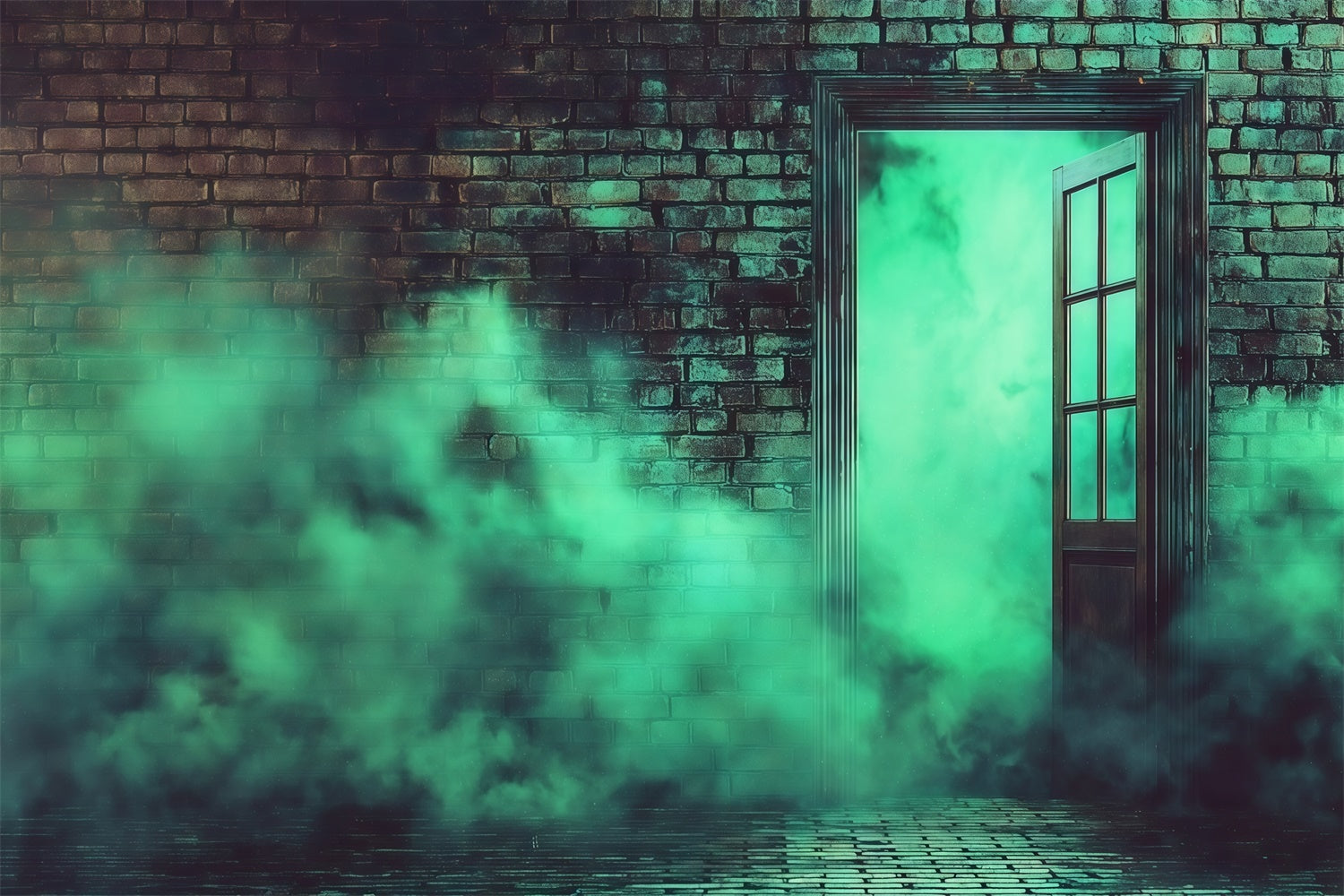 Halloween Wall Backdrop Scary Green Smokey Brick Wall Halloween Backdrop UK MRR8-15