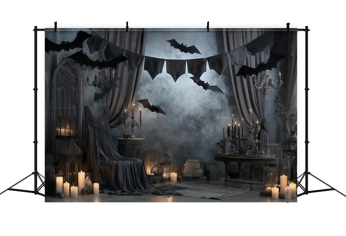 Halloween Wall Backdrop Gothic Candlelit Bat Drapes Halloween Backdrop UK MRR8-16