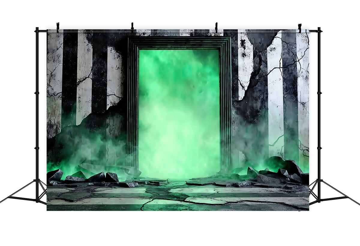Halloween Wall Backdrop Neon Green Portal Ruins Halloween Backdrop UK MRR8-20