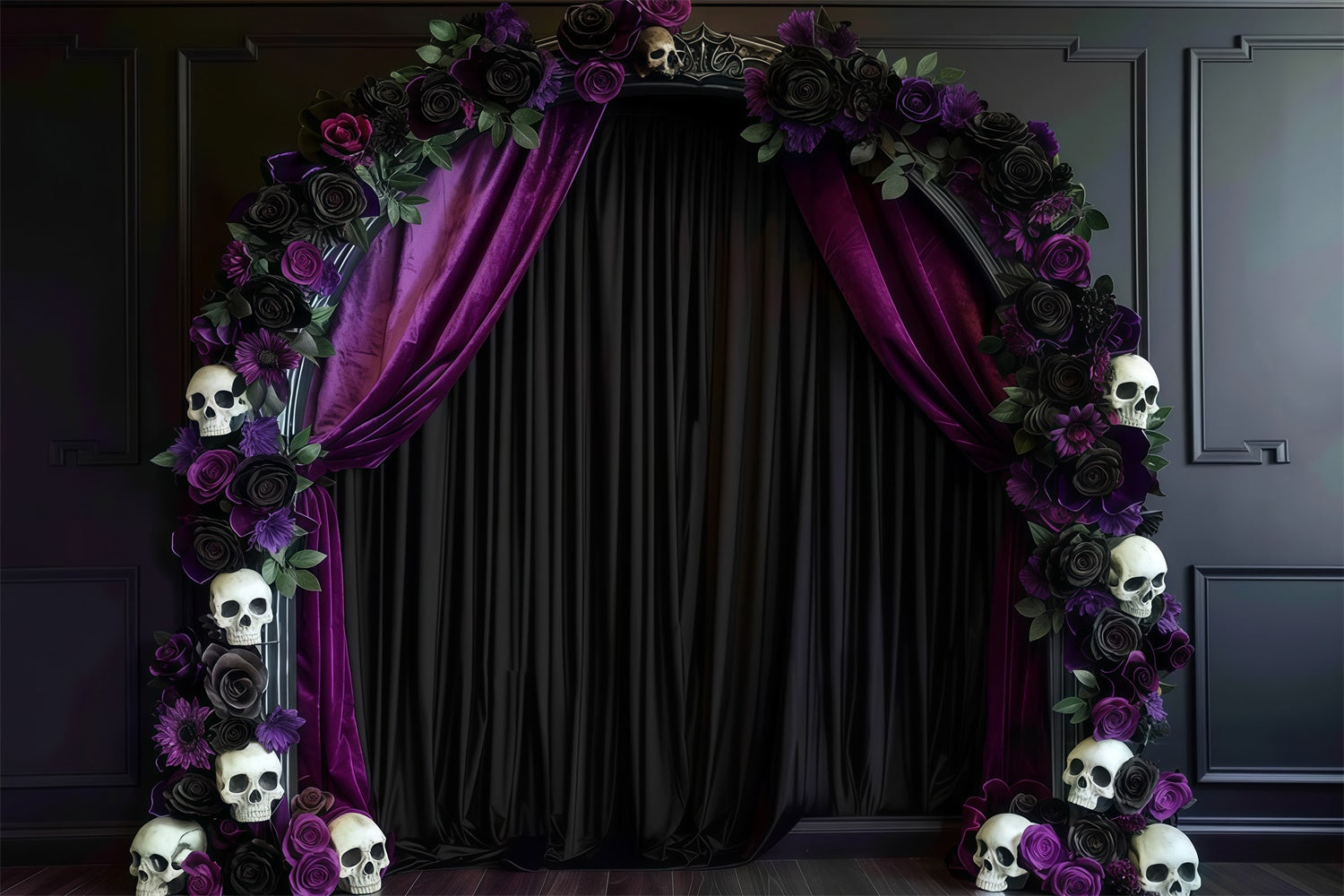 Halloween Wall Backdrop Skull Flower Gothic Archway Halloween Backdrop UK MRR8-21