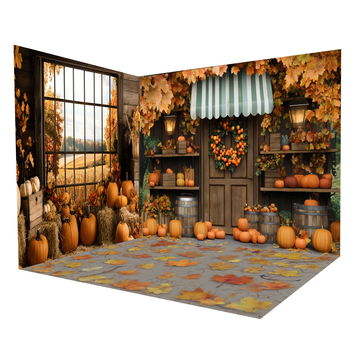 Fall Photo Backdrop Rustic Pumpkin Market Porch Backdrop Room Set UK MRR8-230