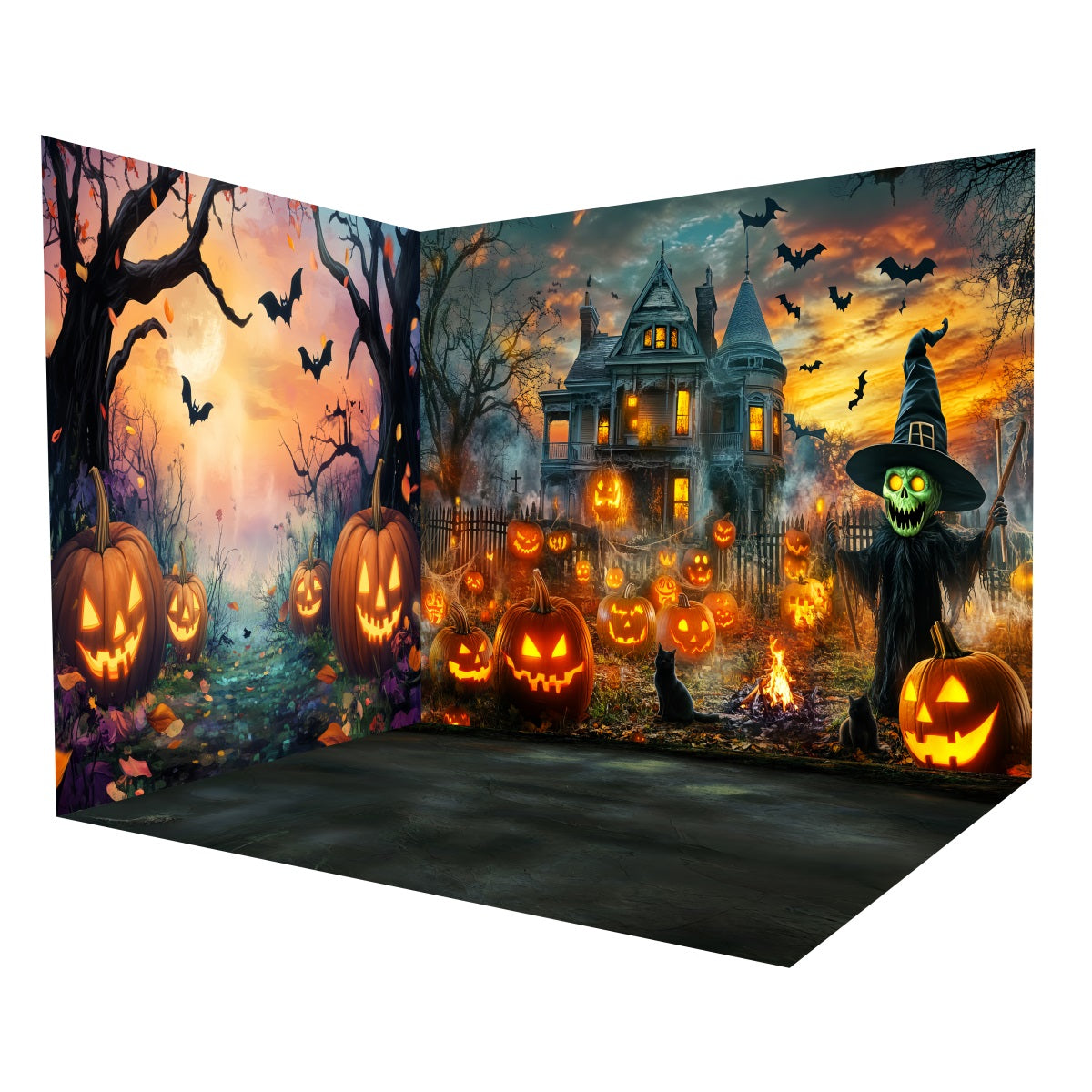Halloween Backdrop Pumpkin Haunted House Spooky Backdrop Room Set UK MRR8-236