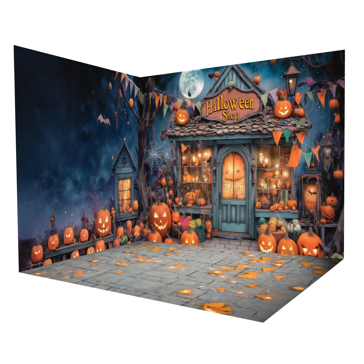 Halloween Photo Backdrop Pumpkin Shop Haunted House Backdrop Room Set UK MRR8-244