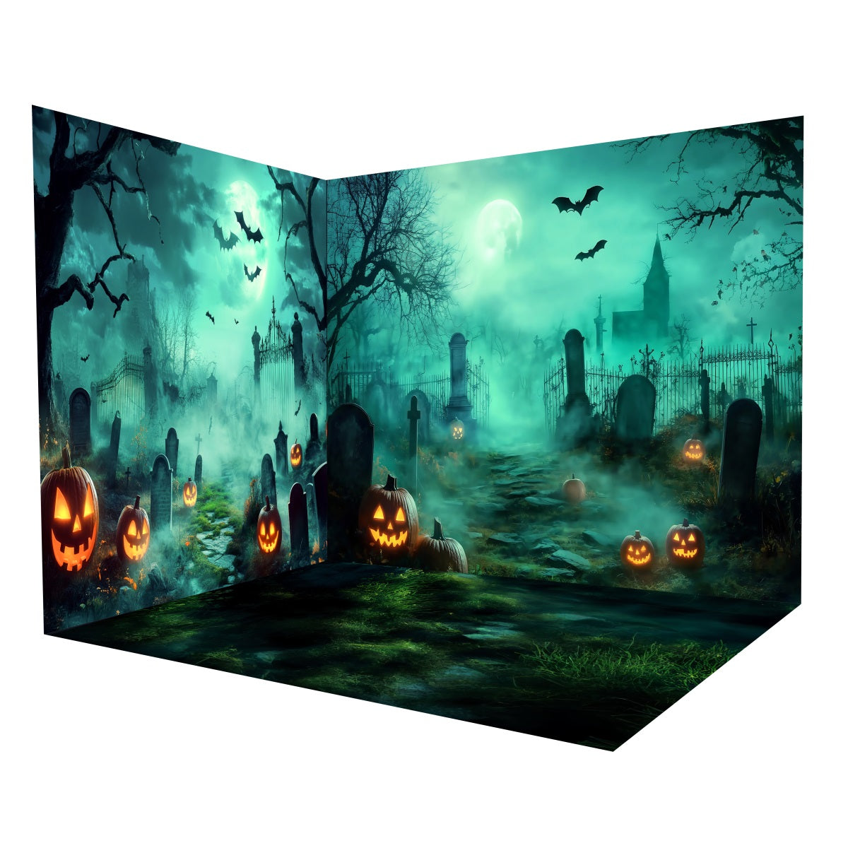 Halloween Backdrop Halloween Spooky Cemetery Night Backdrop Room Set UK MRR8-247