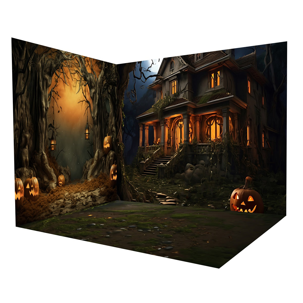 Halloween Picture Backdrop Spooky Lantern Path Mansion Backdrop Room Set UK MRR8-249