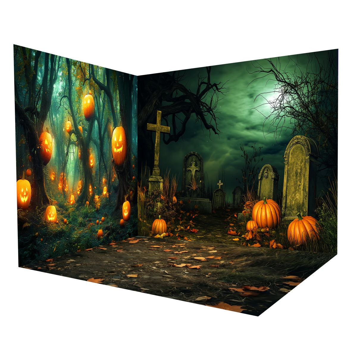 Halloween Backdrop Ideas Pumpkin Lantern Forest Graveyard Backdrop Room Set UK MRR8-252
