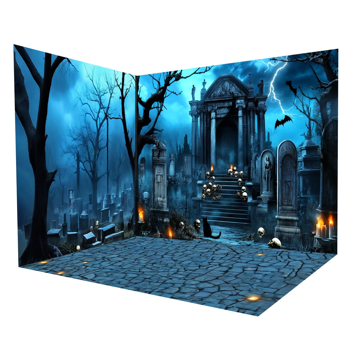 Halloween Photo Backdrop Ideas Ancient Tombstone Skull Crypt Backdrop Room Set UK MRR8-255