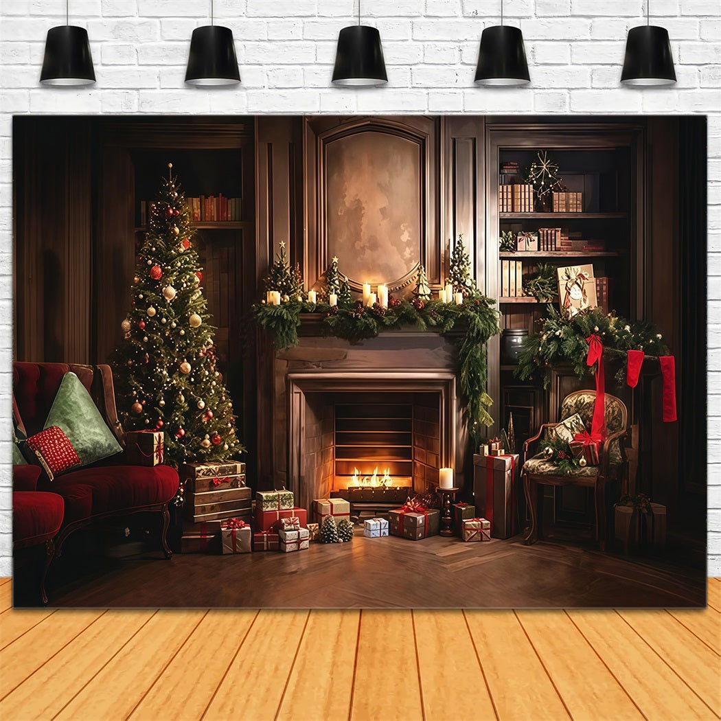 Christmas Backdrop Classic Fireplace Holiday Room Christmas Backdrop for Photos UK MRR8-264